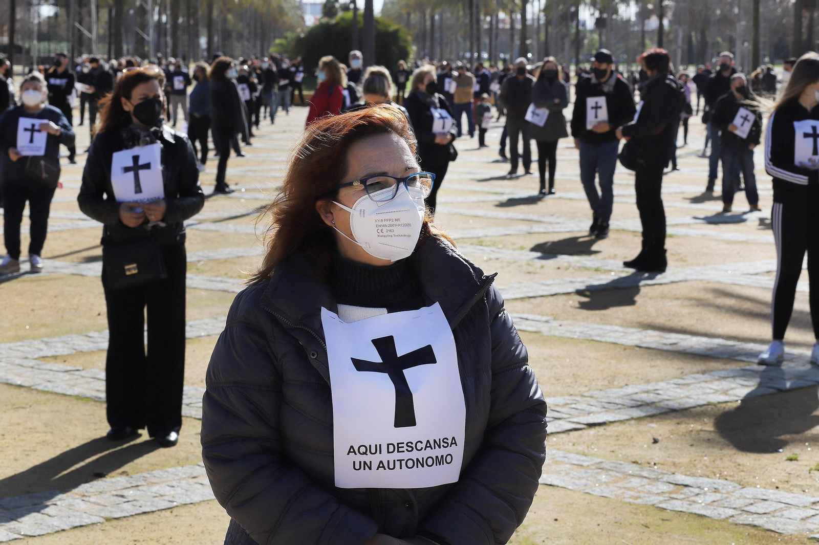Contentración de los autónomos en el González Hontoria.