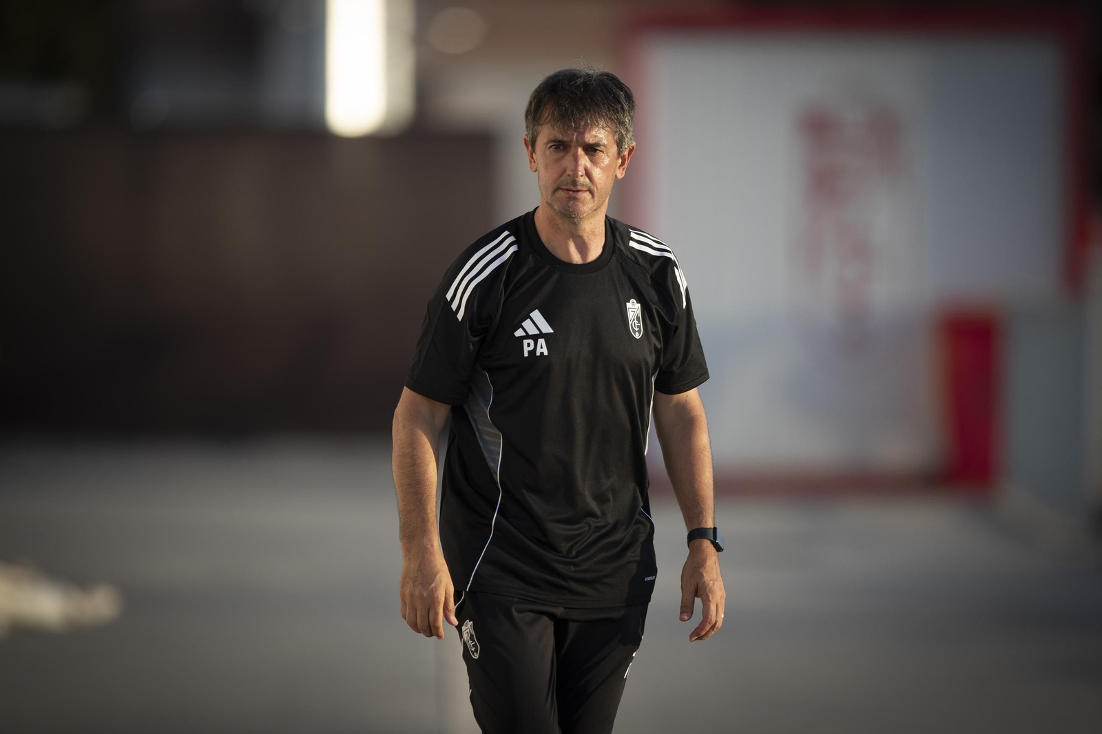 Pacheta en el primer entrenamiento del Granada CF.