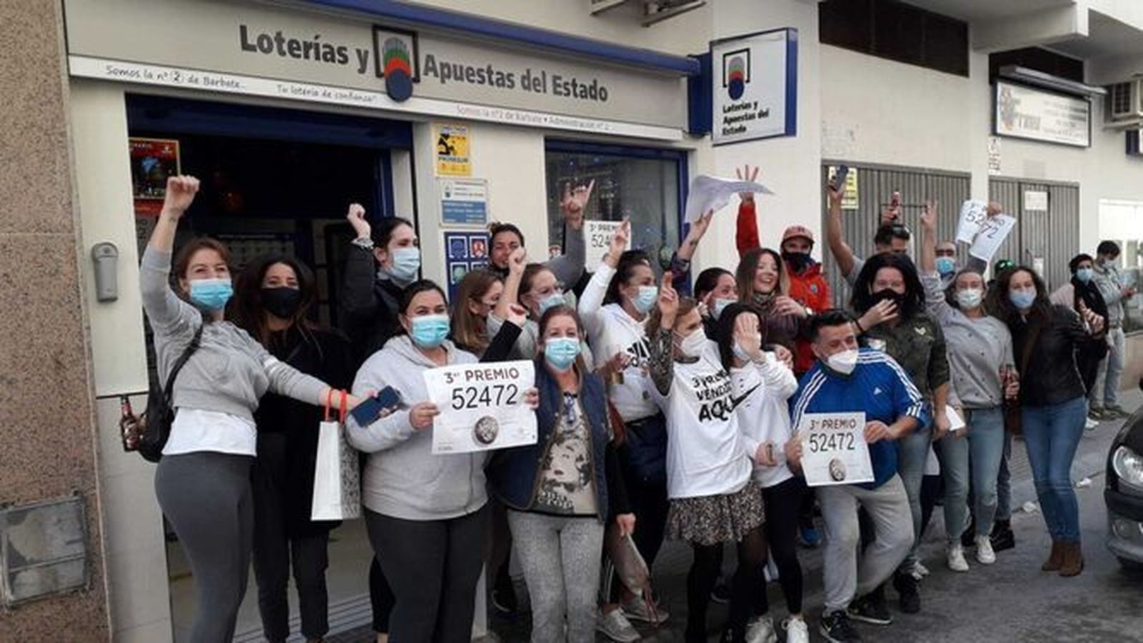 Celebración del tercer premio de 2020 en Barbate.