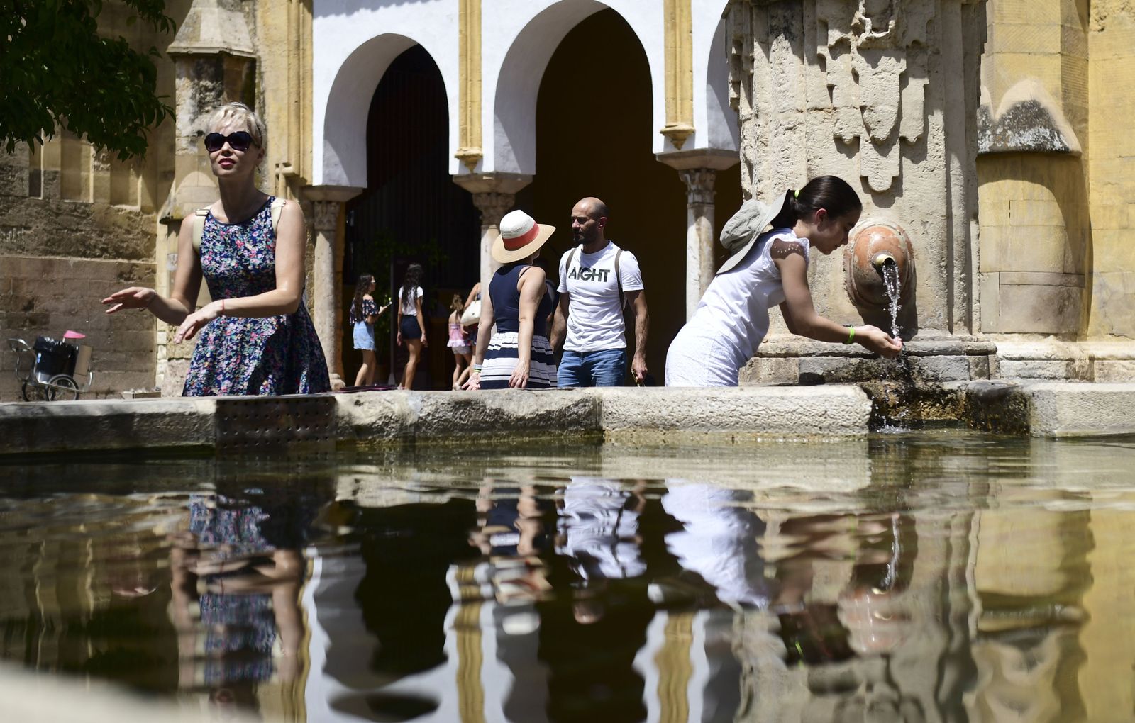 Turistas en el Patio de los Naranjos el pasado mes de agosto.
