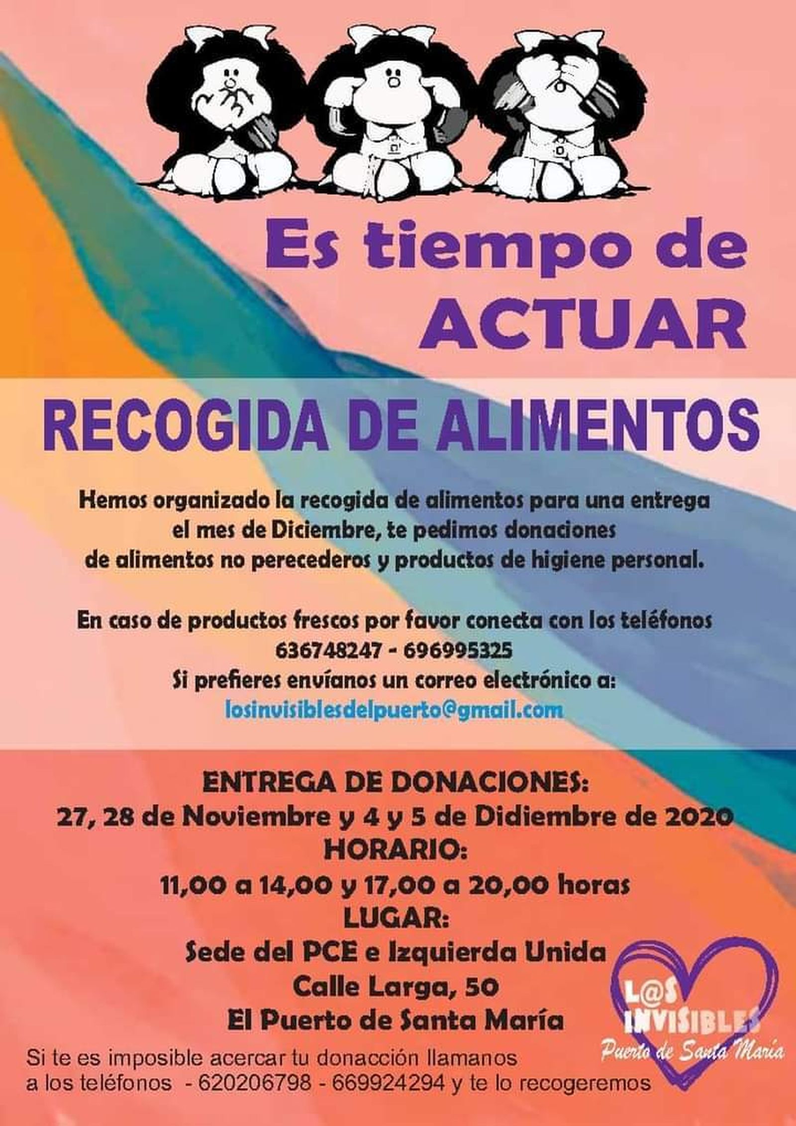 El cartel anunciador de la recogida de alimentos de Los Invisibles.