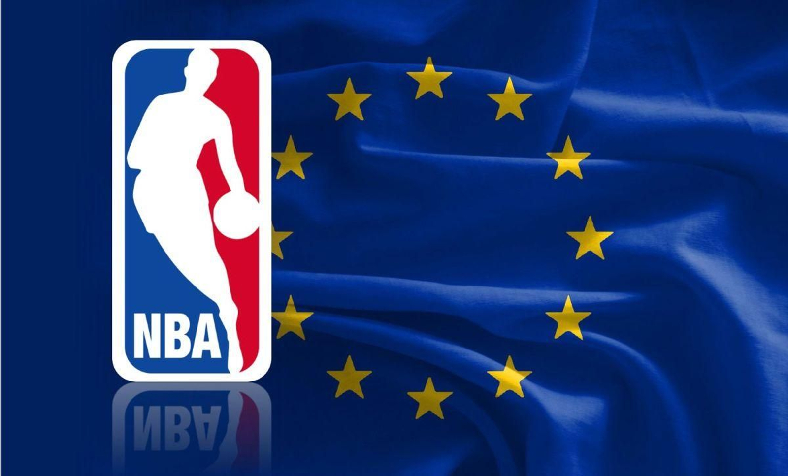 Logo de la NBA y la bandera europea.