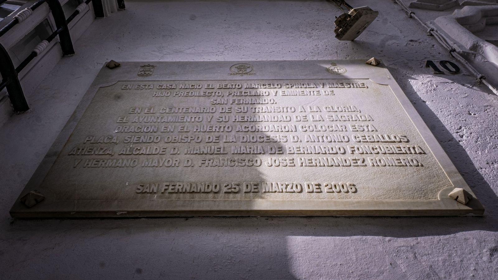 Placa conmemorativa de la casa natal de Marcelo Spínola en San Fernando