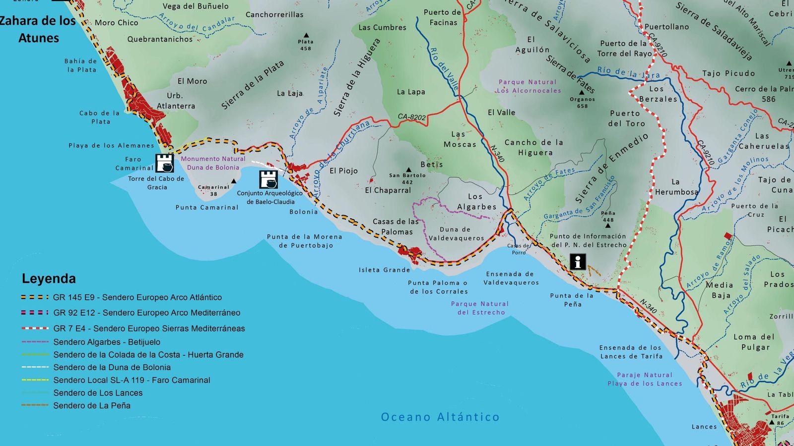 Mapa Tarifa-Zahara de los Atunes.