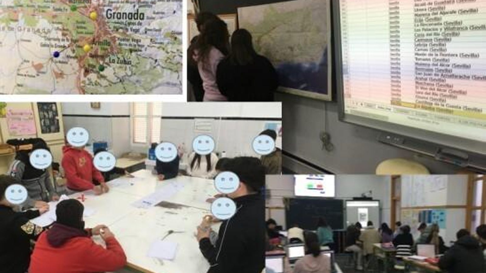 Los alumnos de ESO del IES Francisco Rodríguez Marín trabajando en el mapa estadistico de la felicidad