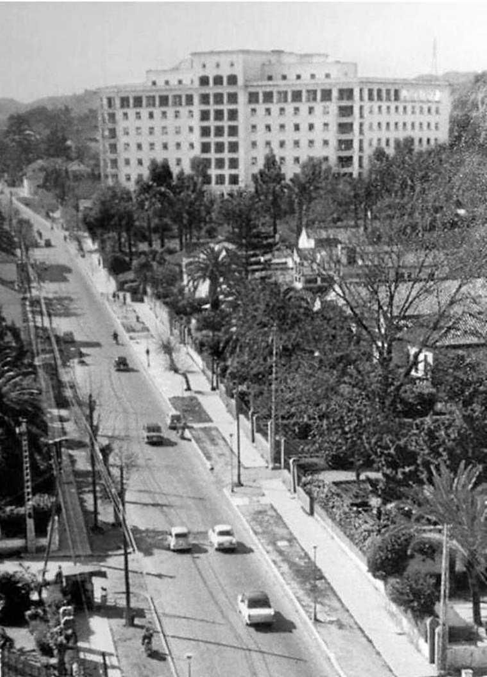 La Avenida Carlos Haya cuando sólo había un pabellón, el A.