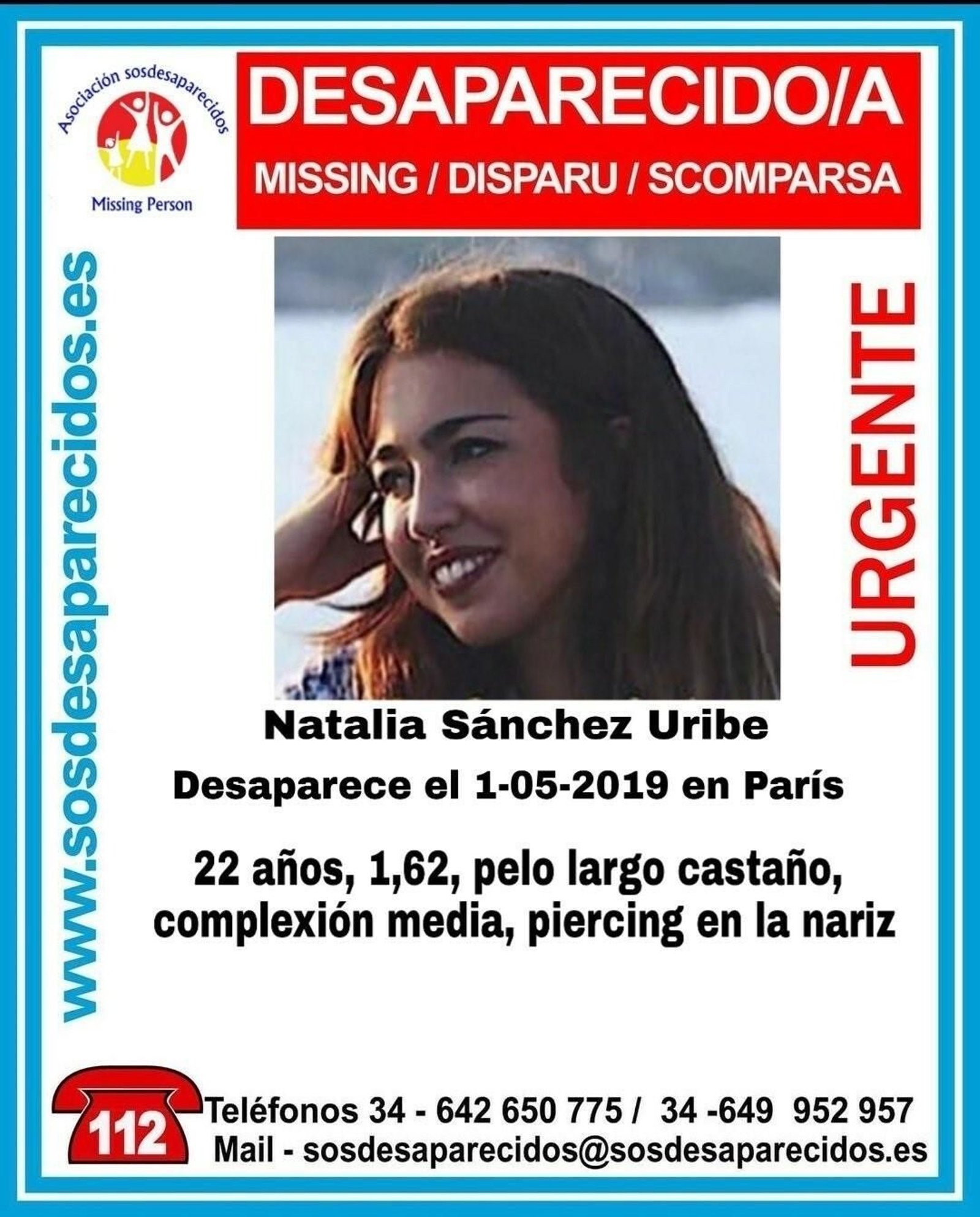 Cartel de la desaparición de Natalia Sánchez.