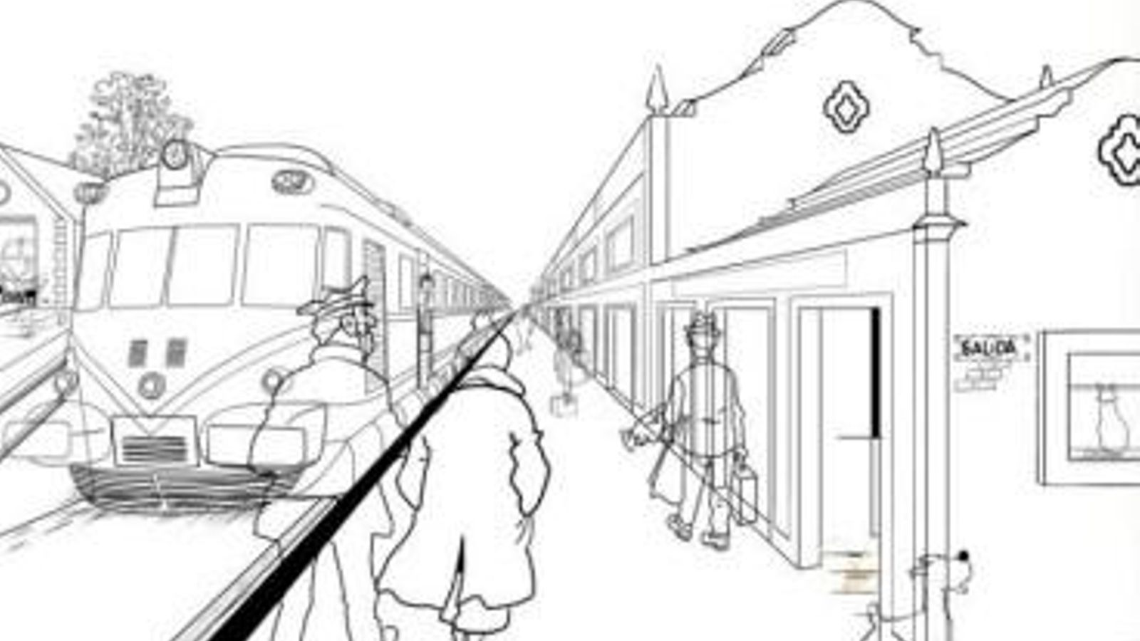 Boceto de "El tren roto" Boceto de "El tren roto"