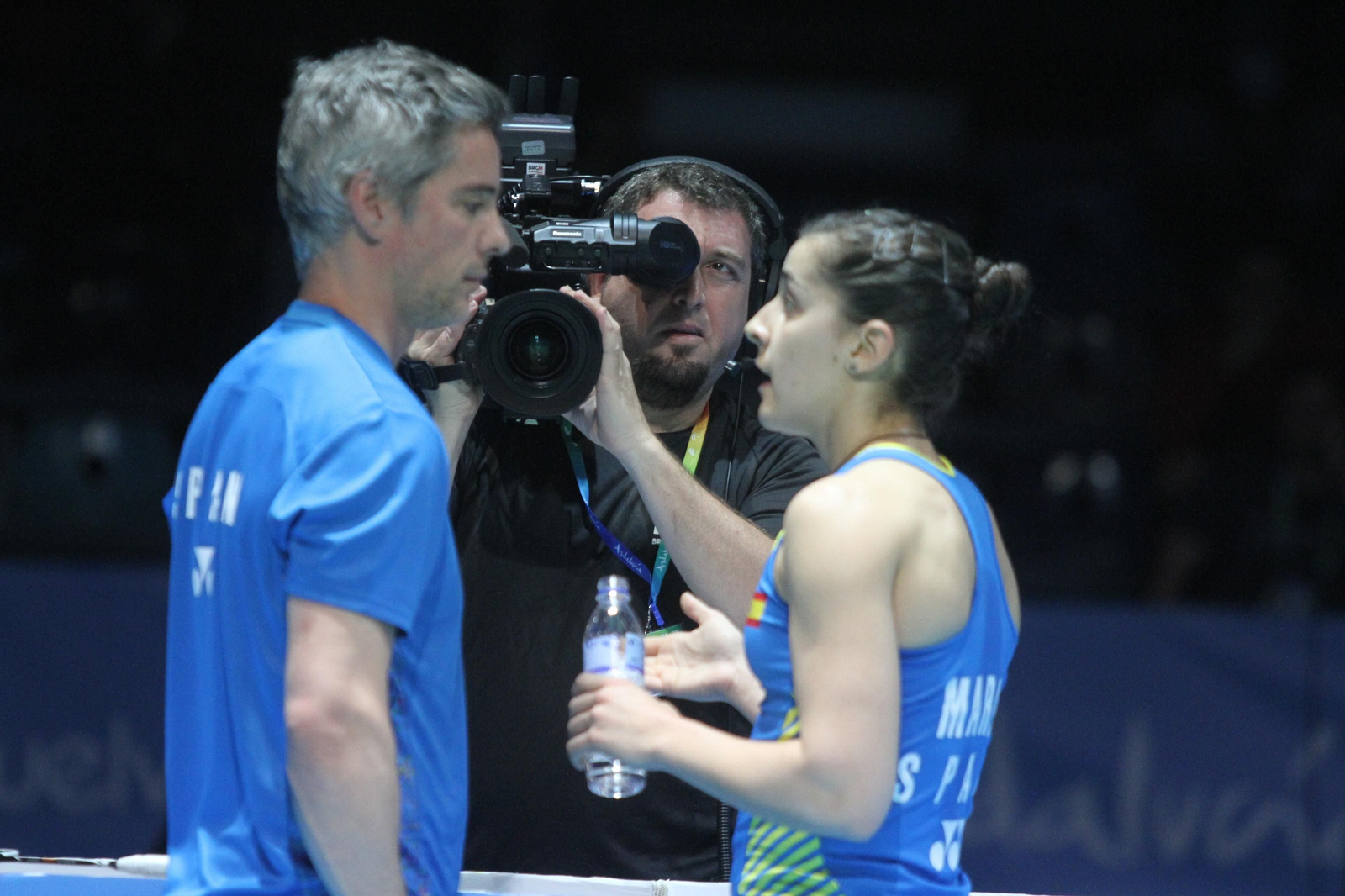 Partido y victoria de Carolina Marín en el Europeo de Bádminton celebrado en Huelva