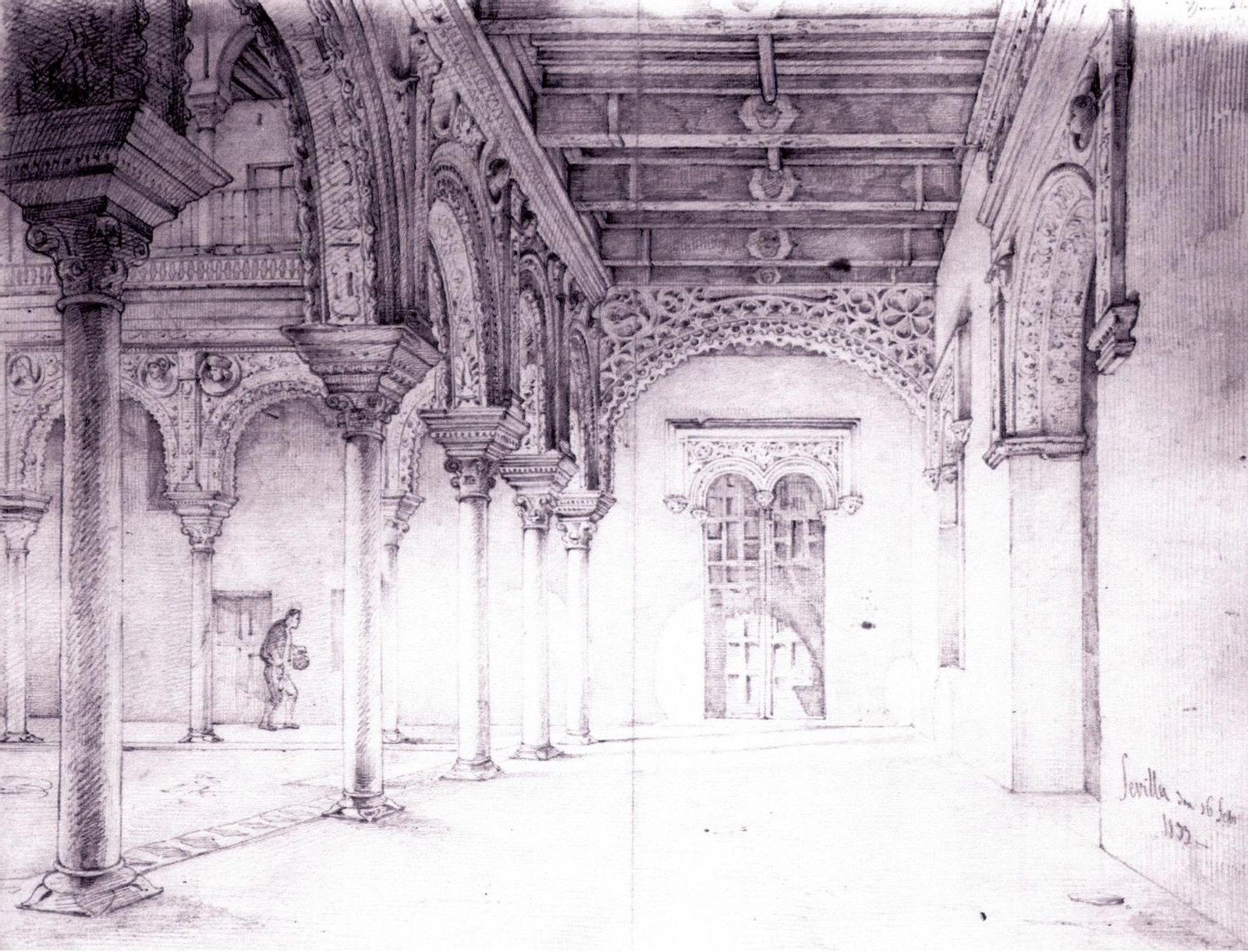 Harriet Ford, 1833: Galería del patio principal del palacio de los Pinelo.