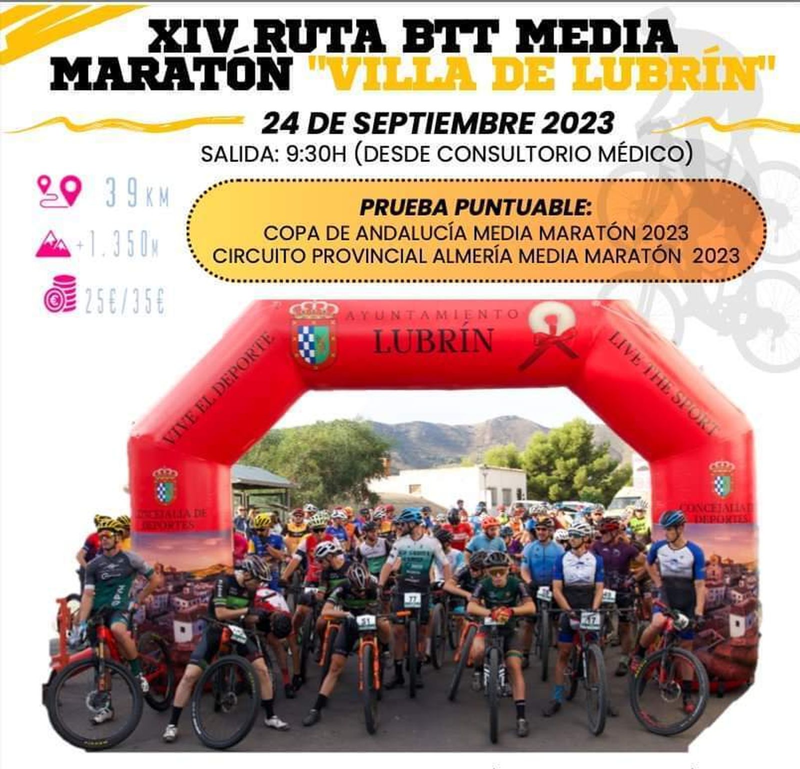 Cartel de la XIV Ruta BTT Media Maratón Villa de Lubrín que se celebrará el domingo 24 de septiembre.