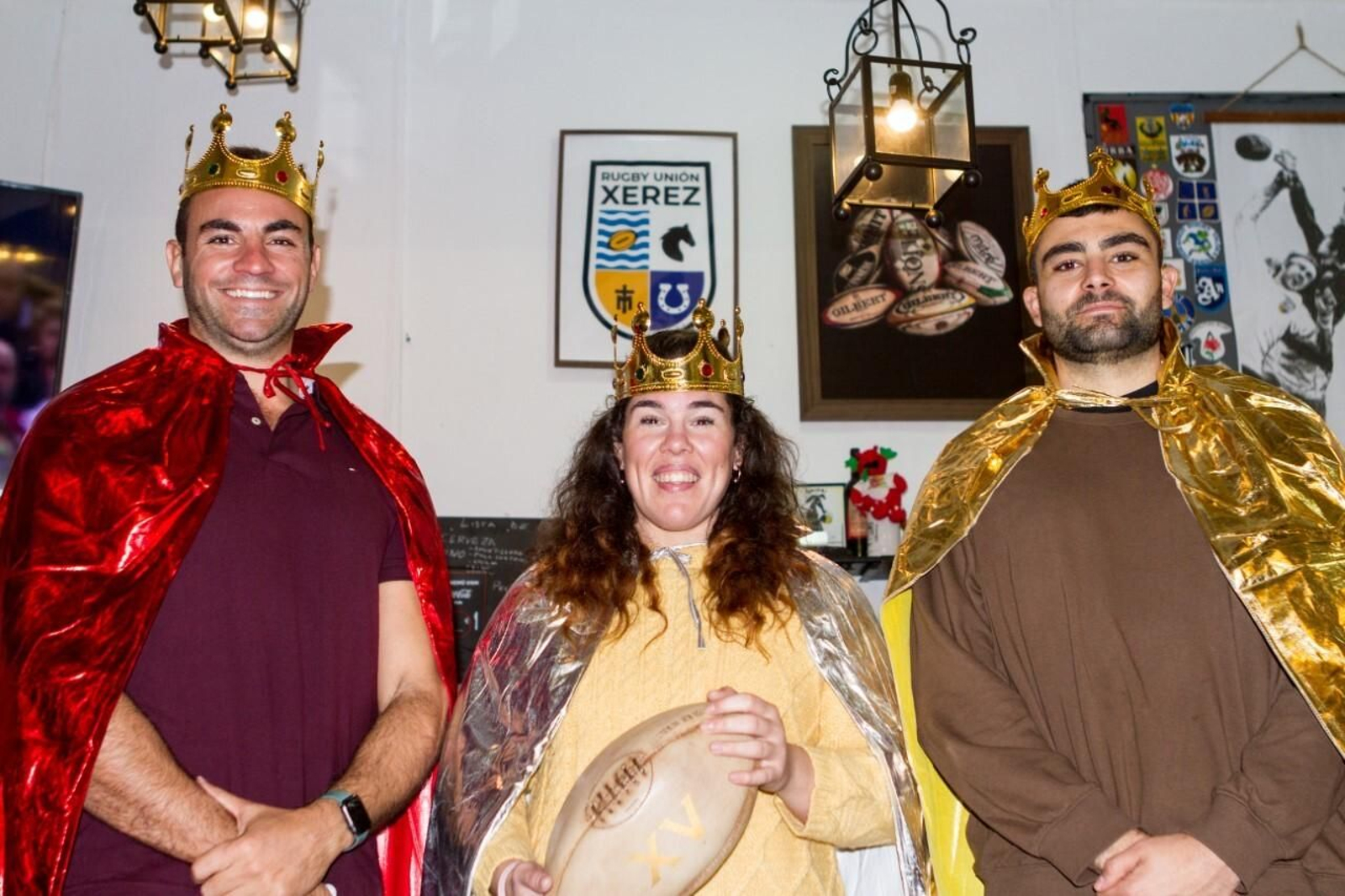 Jesús Recuerda, Laura ‘Bimba’ Delgado y Popo Hidalgo, los Reyes Magos del rugby jerezano.