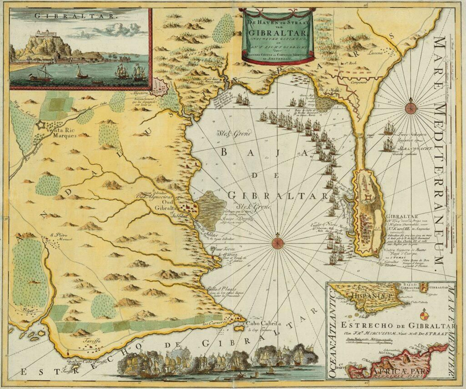 Mapa histórico de Gibraltar (s. XVIII). Mapa histórico de Gibraltar (s. XVIII).