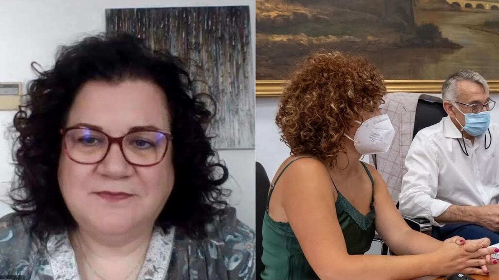 Encuentro telemático entre la presidenta de Covirán, Patro Contreras, y la presidenta de la Diputación, María Eugenia Limón