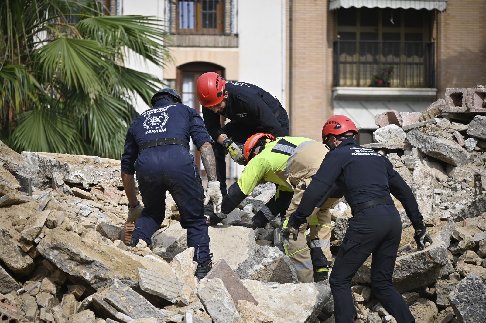 Simulacro de rescate de la Unidad Canina, en la Plaza de la Merced