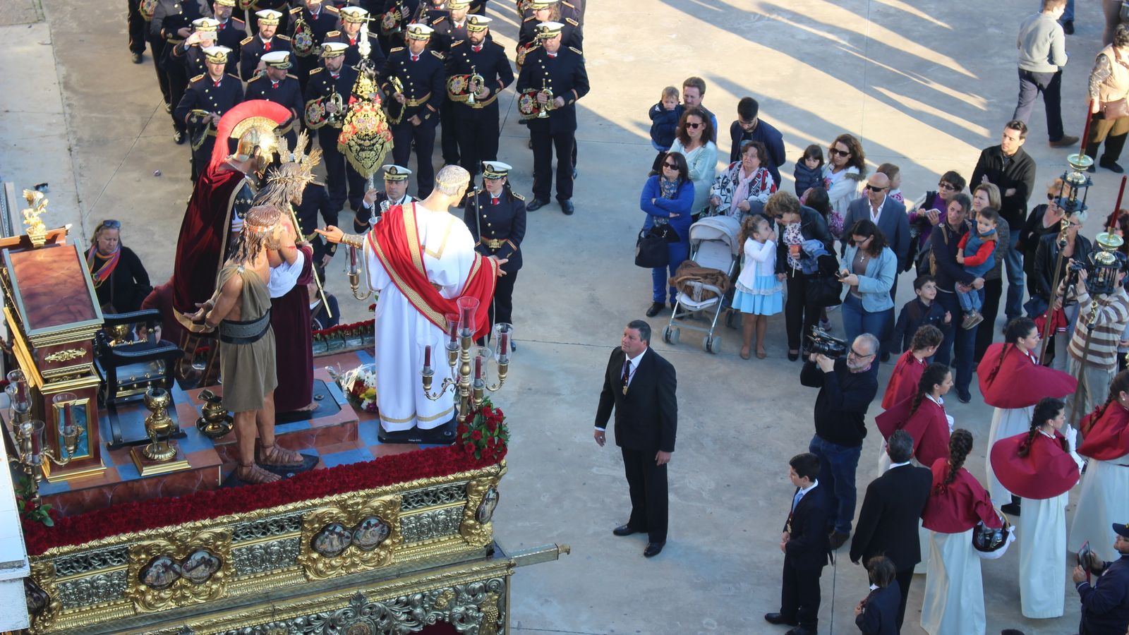 Manuel Sánchez como capataz del paso del Ecce Homo, en 2018