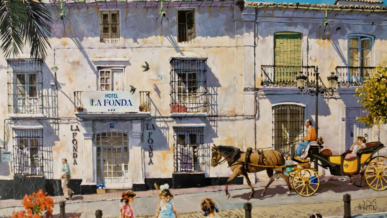 Pintura de La Fonda de Agustín Casado.