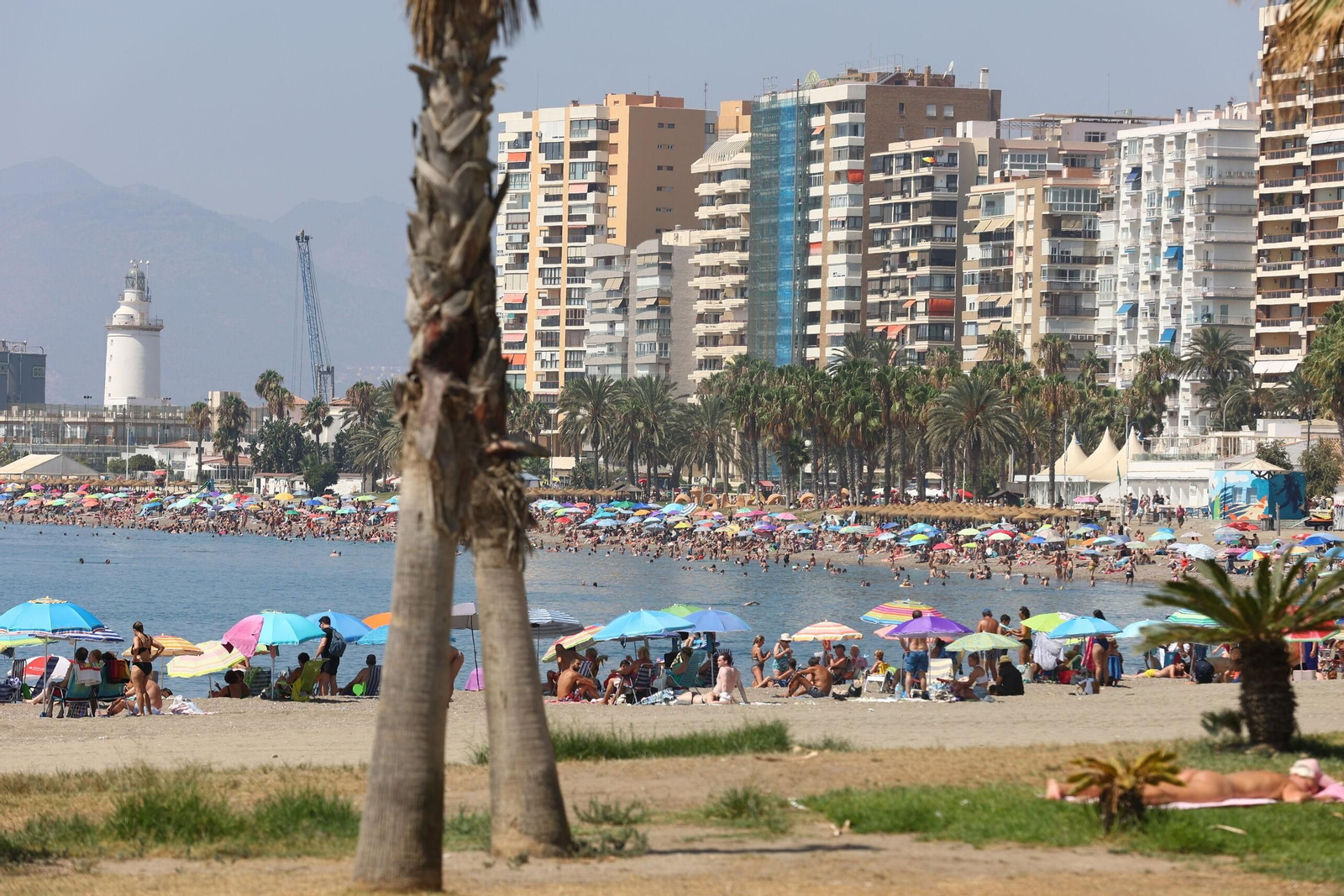 La playa de La Malagueta abarrotada este primer domingo de agosto. La playa de La Malagueta abarrotada este primer domingo de agosto.