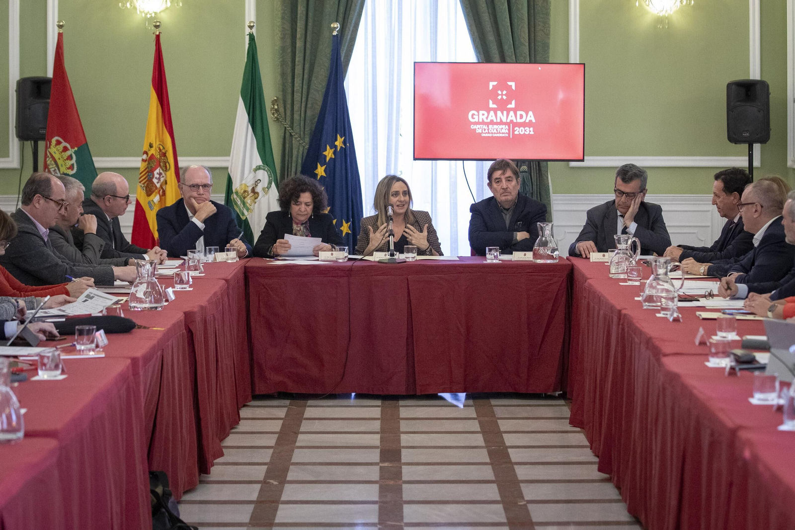 La alcaldesa de Granada , Marifrán Carazo, en la toma de posesión de los comisarios de la candidatura a la Capitalidad  Cultural Europea 2031.