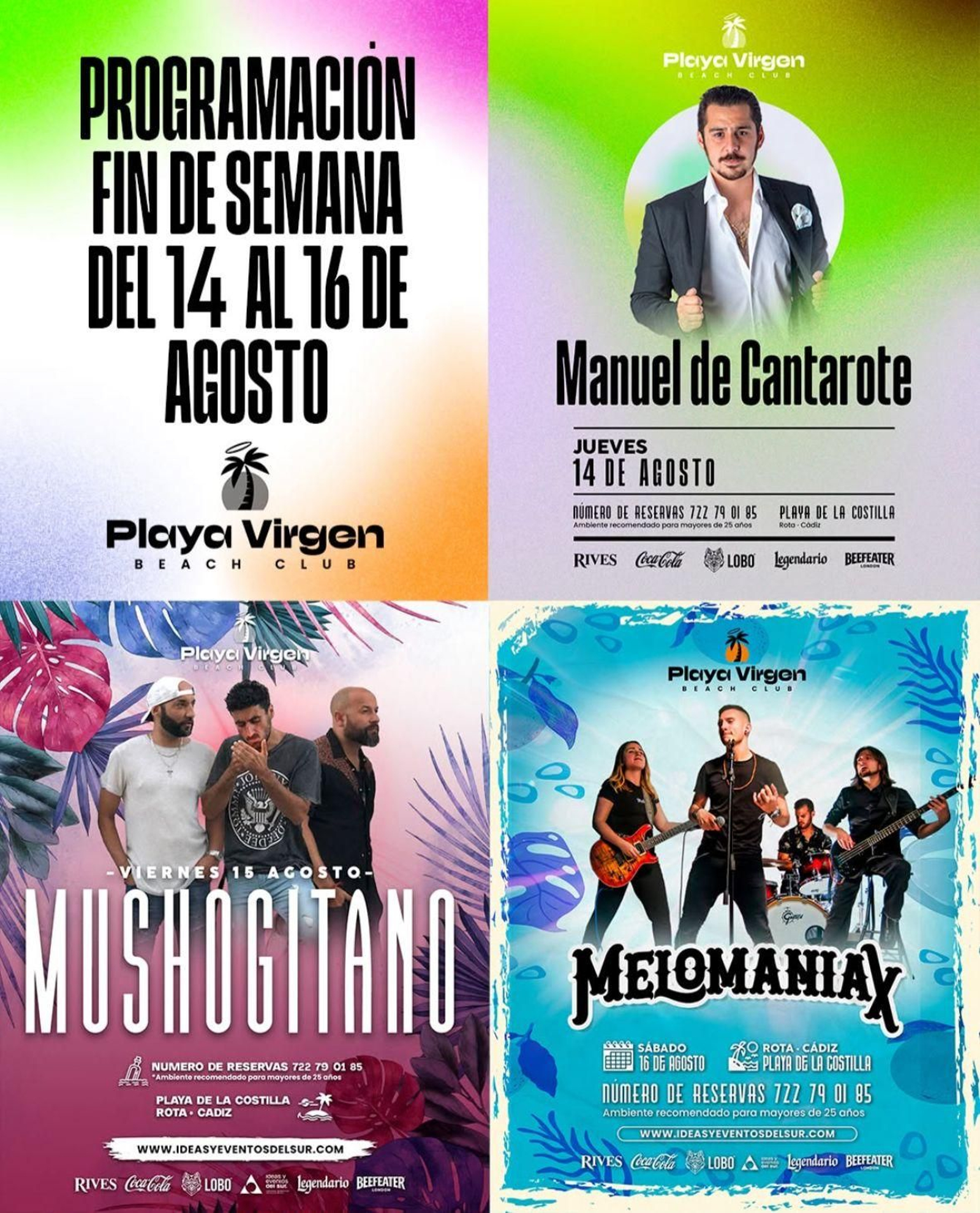 Manuel Cantarote, Mushogitano, Melomaniax en Playa Virgen Beach Club. Rota.