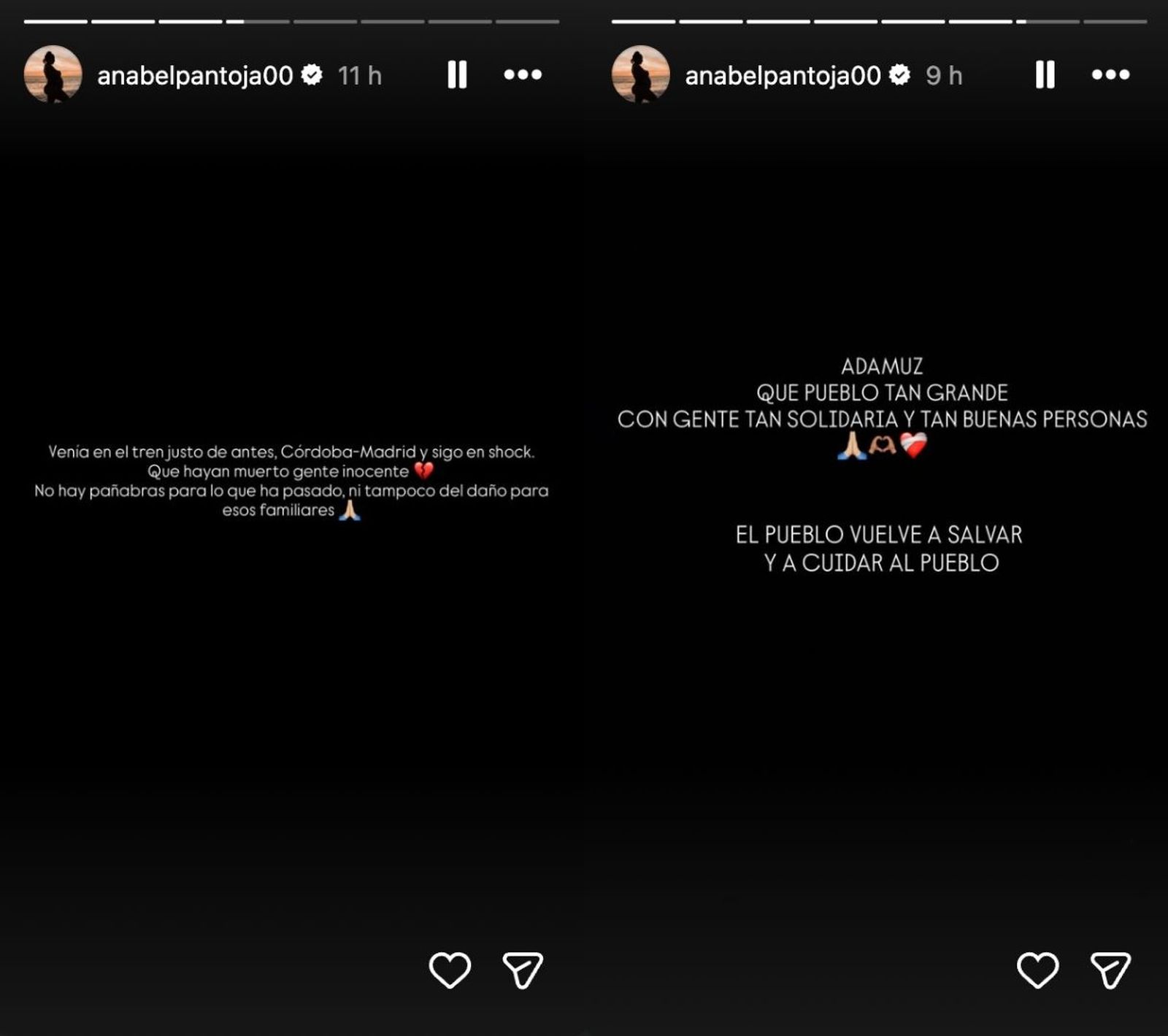 Anabel Pantoja se muestra en 'shock' tras el accidente ferroviario de Adamuz, Córdoba