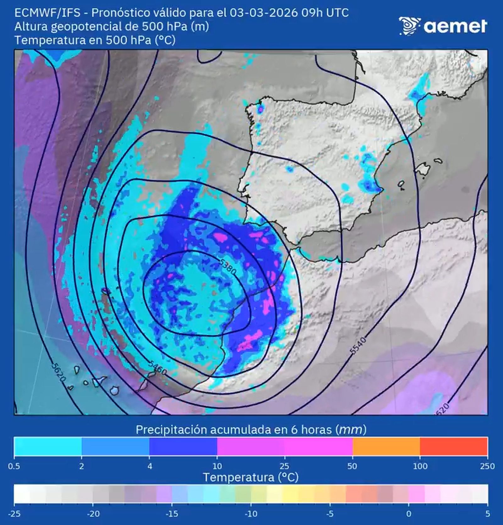 mapa de la borrasca Regina.
