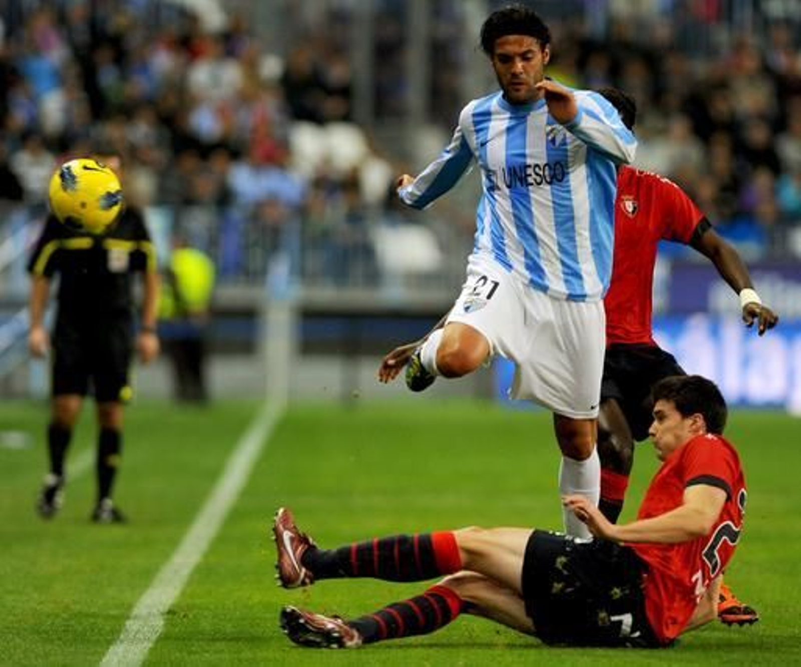 El gol de Juanmi puso las tablas a un partido donde el Málaga lo hizo y deshizo todo. 

Foto: AFP