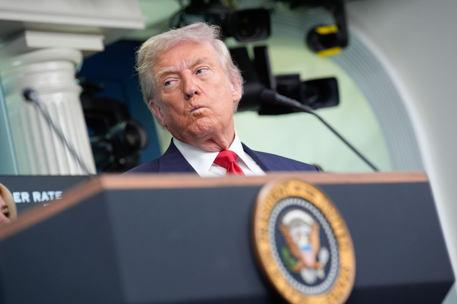 US President Donald Trump addresses the media at the White House