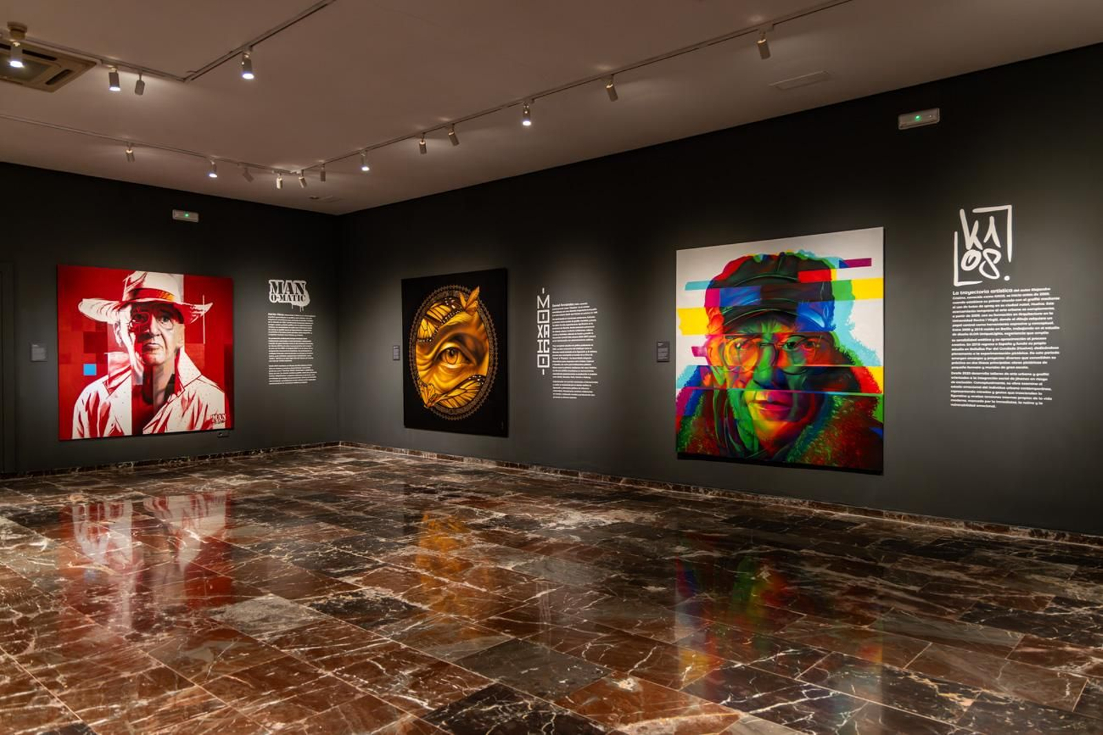 Vista general de la sala del Museo de Jaén que acoge la muestra, abierta al público hasta el 24 de mayo de 2026 como ejemplo de convivencia entre patrimonio y creación urbana actual.