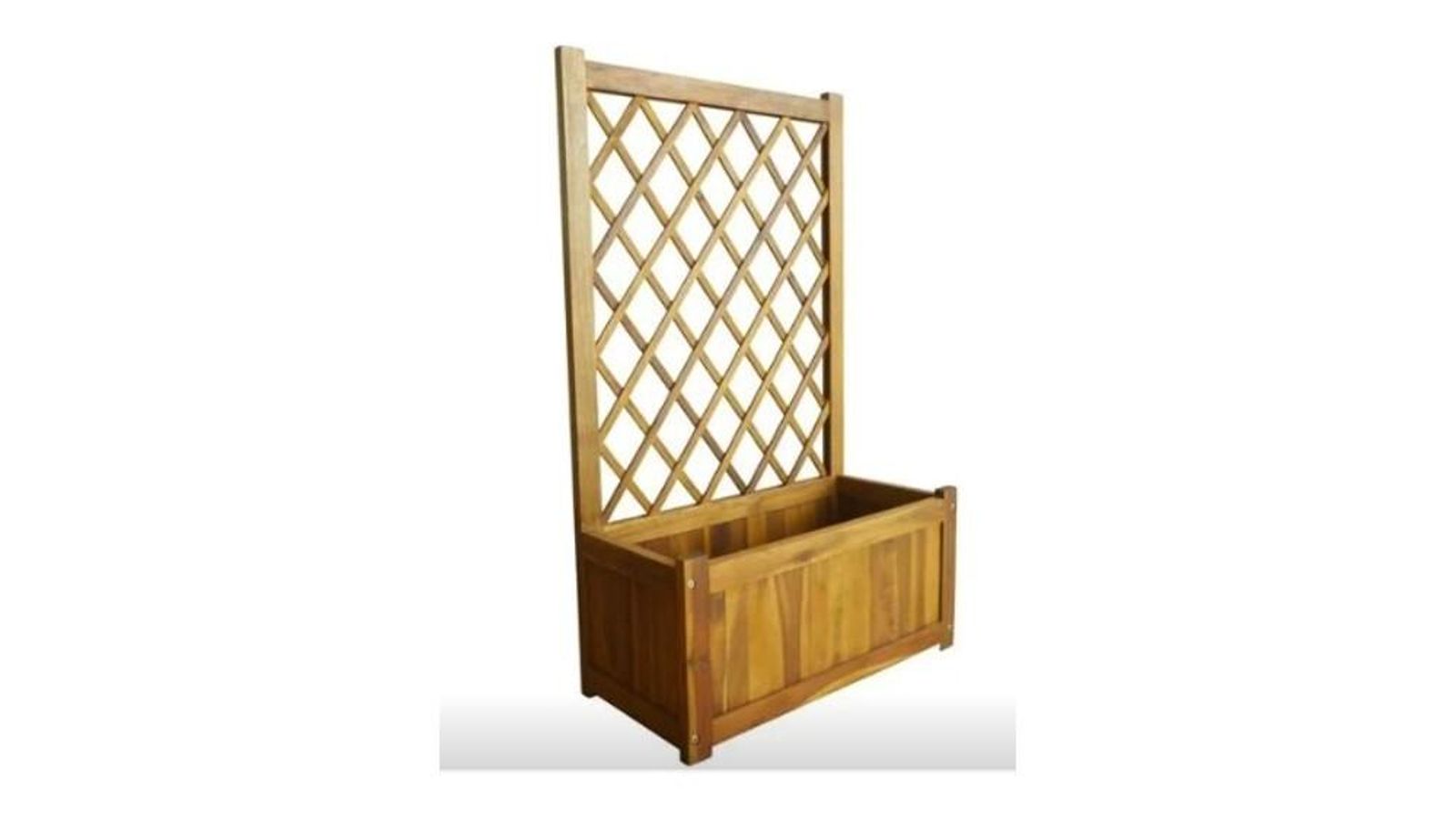 arriate de jardín con enrejado madera