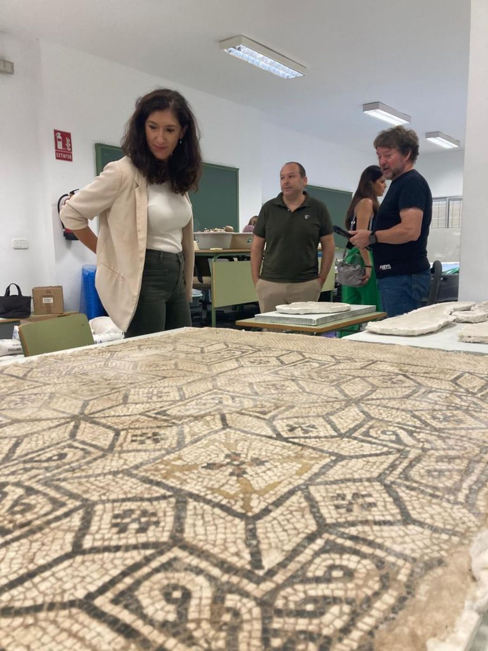 Los mosaicos hallados, durante su proceso de restauración