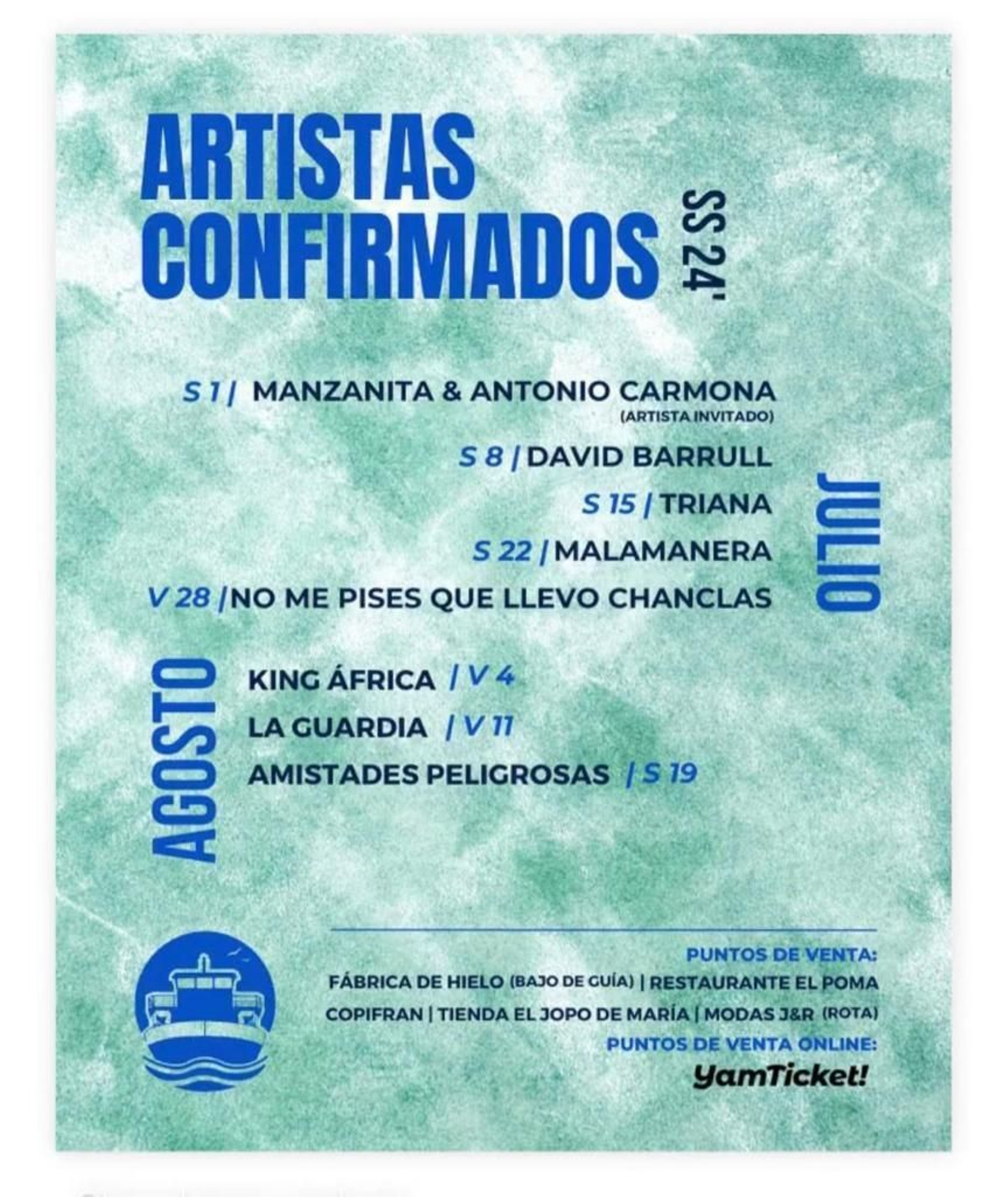 Cartel de los Conciertos en el Barco La Pepa. Cartel de los Conciertos en el Barco La Pepa.