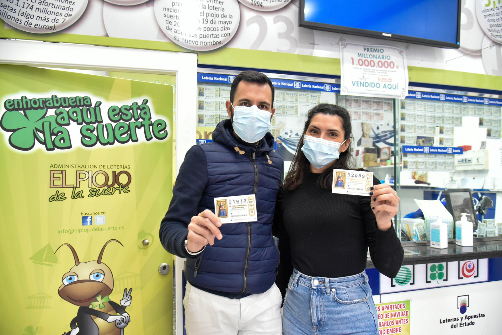 Alfonso Lozano y Dunia Gonido en el Piojo de la suerte con los números de la Balona y La Línea