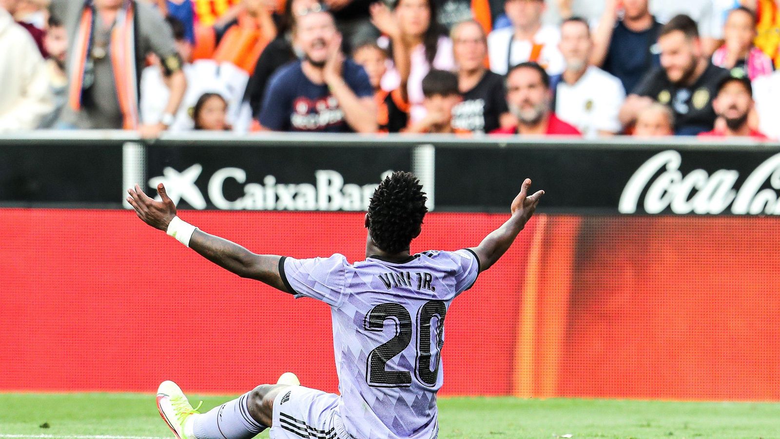 Vinicius Jr, en el partido del Real Madrid en Mestalla, donde sufrió insultos racistas de la afición del Valencia.
