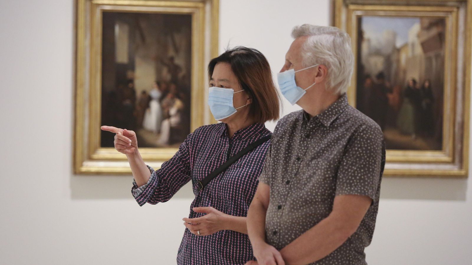 Visitantes en el Museo Carmen Thyssen Málaga, tras la reapertura.