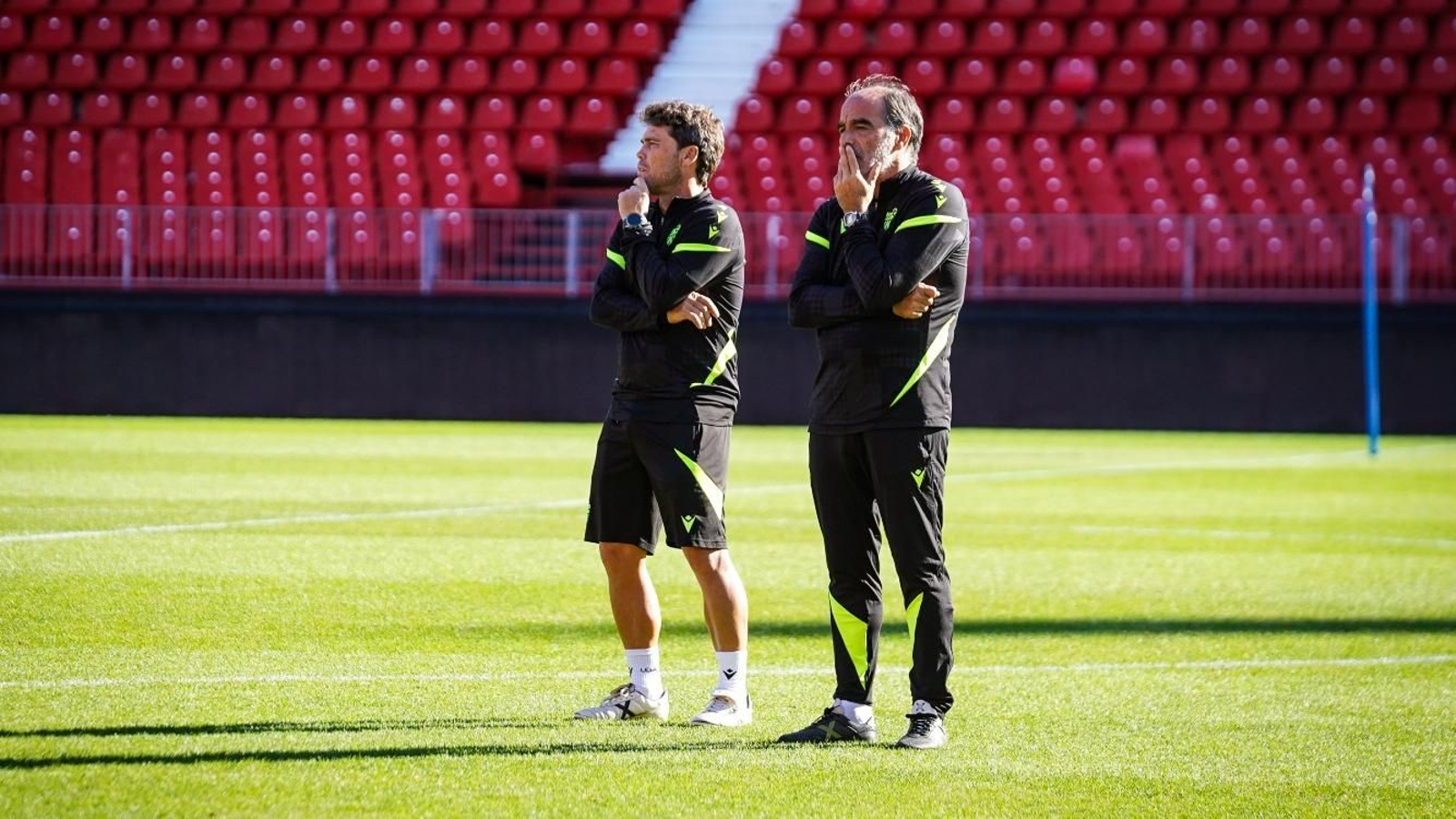 Joan Francesc Ferrer Sicilia 'Rubi' y Jaume Torras, en el entrenamiento de este pasado lunes.