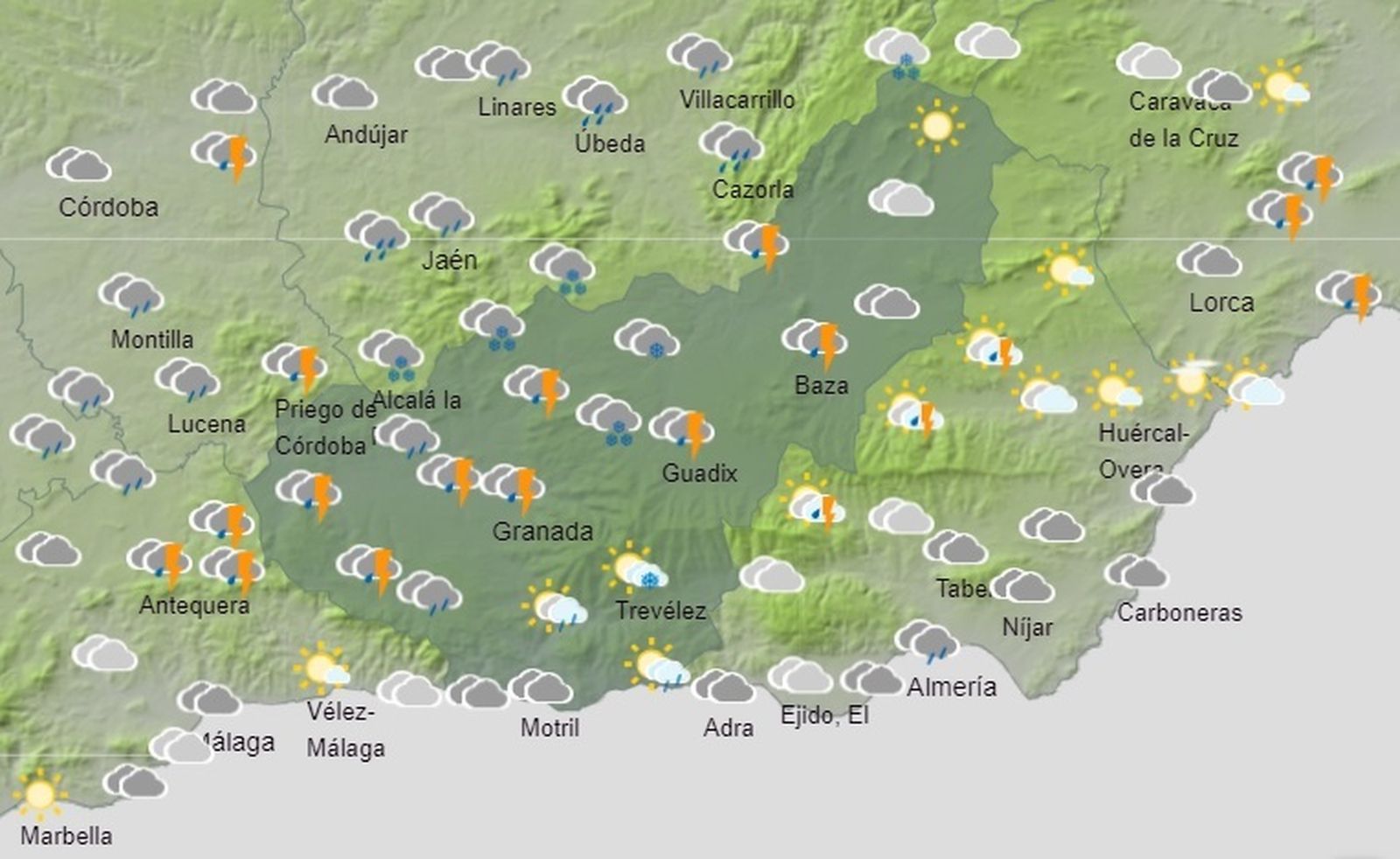 Previsión meteorológica de Aemet para el miércoles 20 de abril en Granada