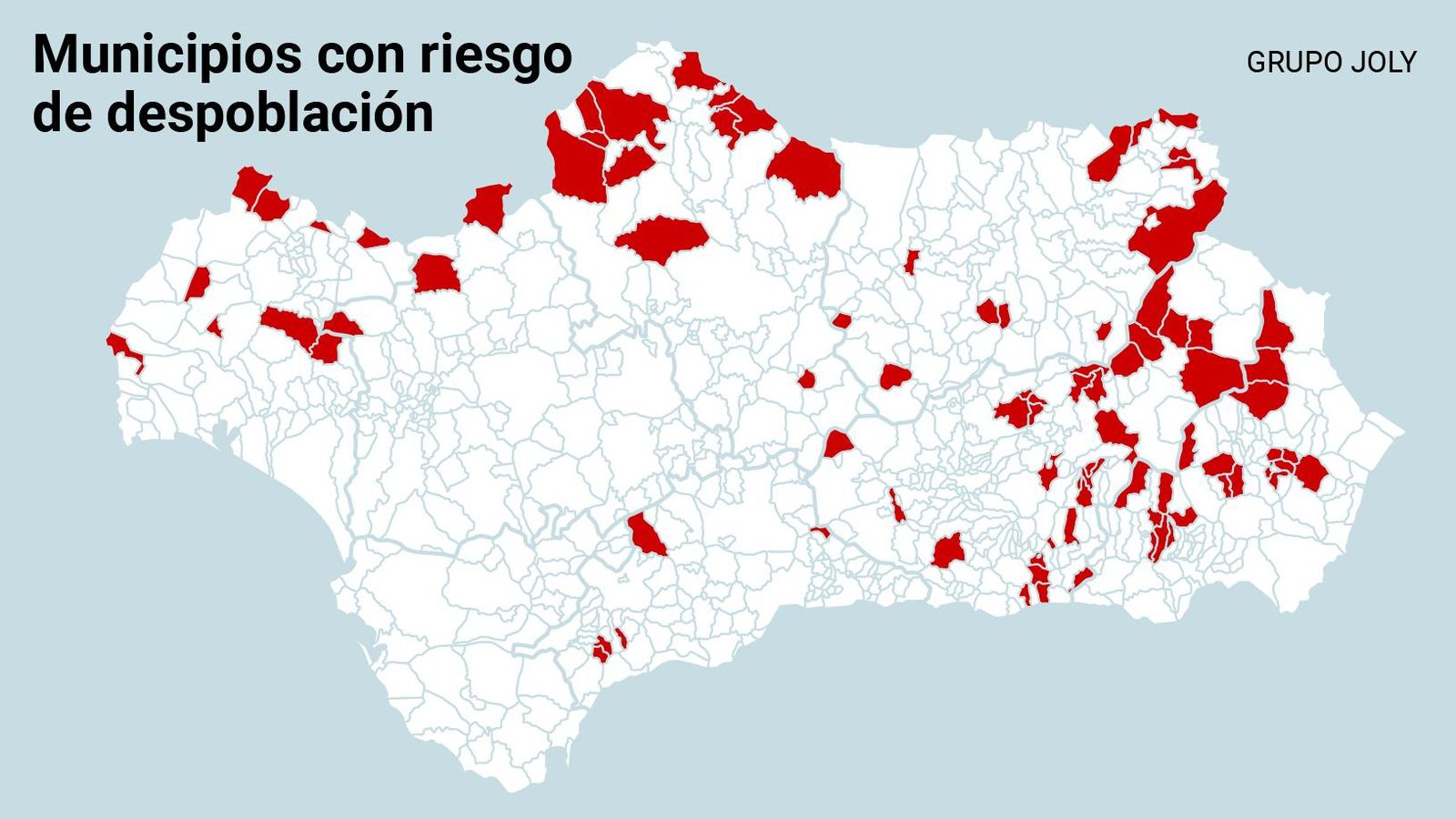 Mapa de la despoblación de Andalucía