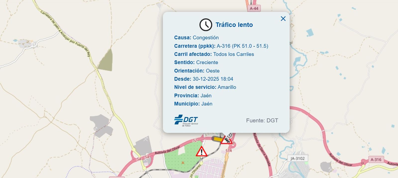 Retenciones en la A-316.