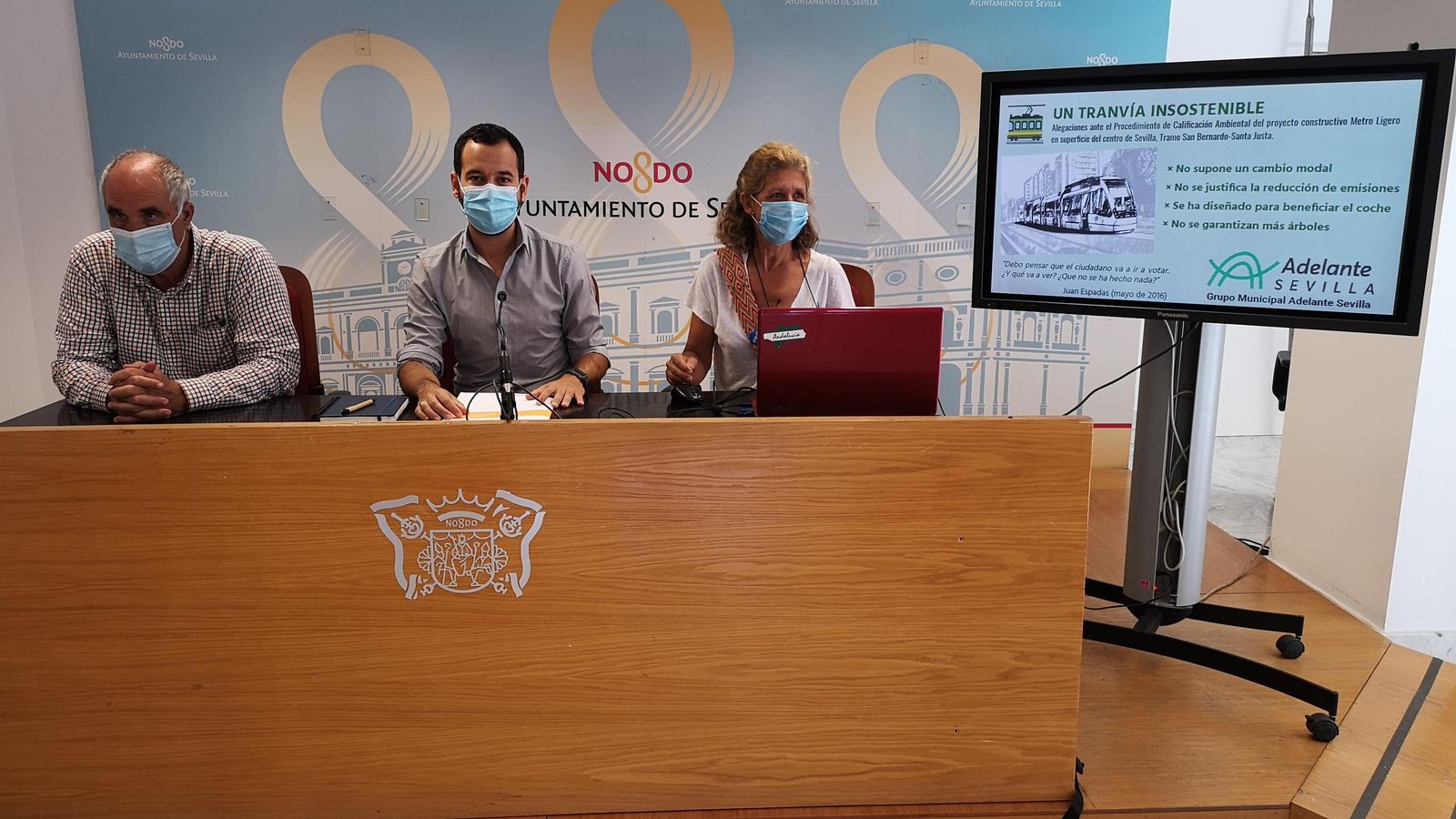 Rueda de prensa de Adelante Sevilla con Equo Verdes Sevilla este miércoles sobre las alegaciones presentadas por esta formación.