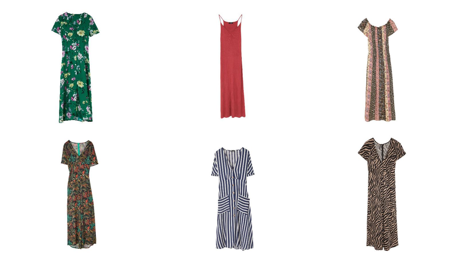 De izquierda a derecha: Bershka, Bershka, Stradivarius (fila superior); modelos de Stradivarius (fila inferior)