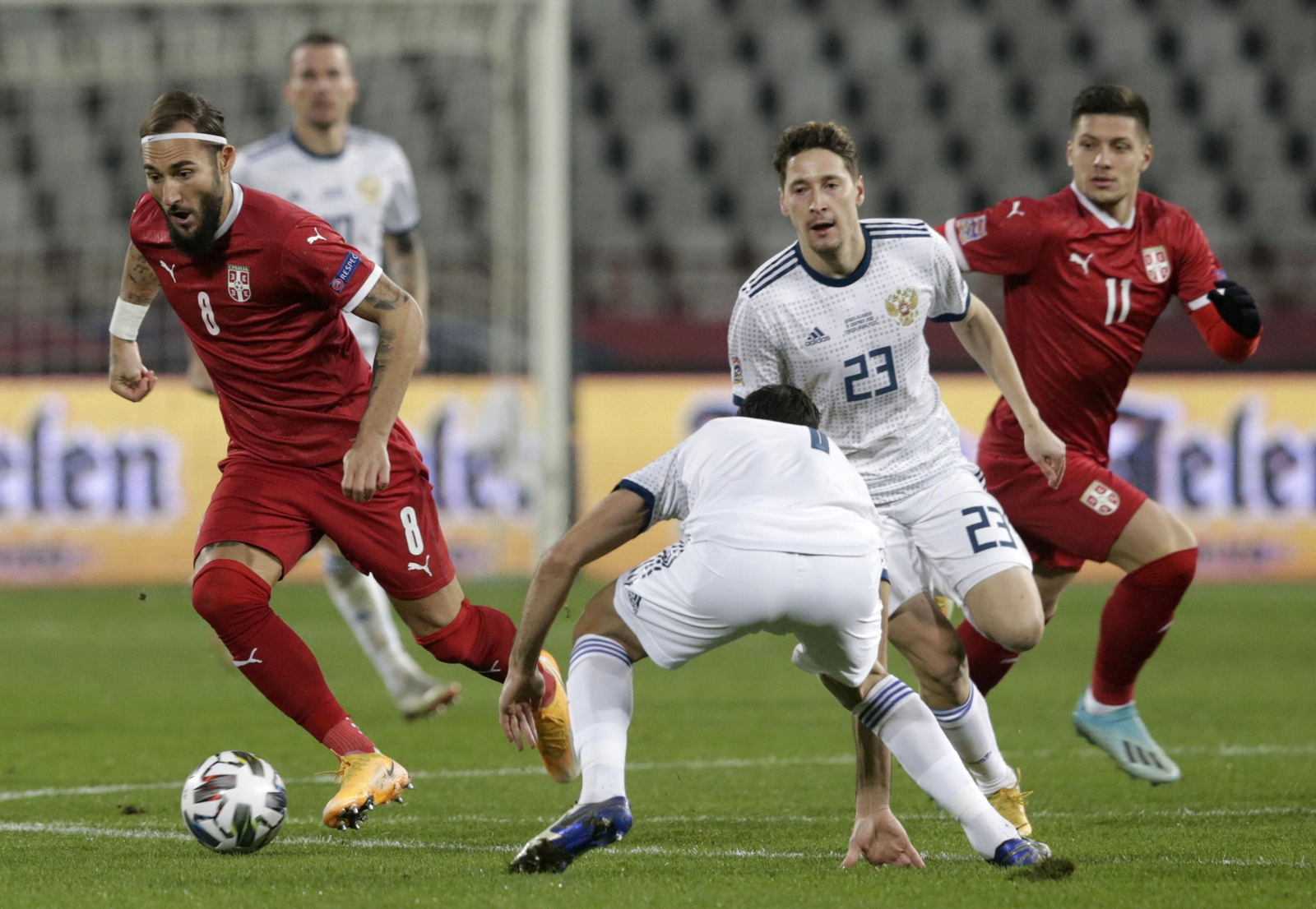 Gudelj, en el partido de Serbia ante Rusia.