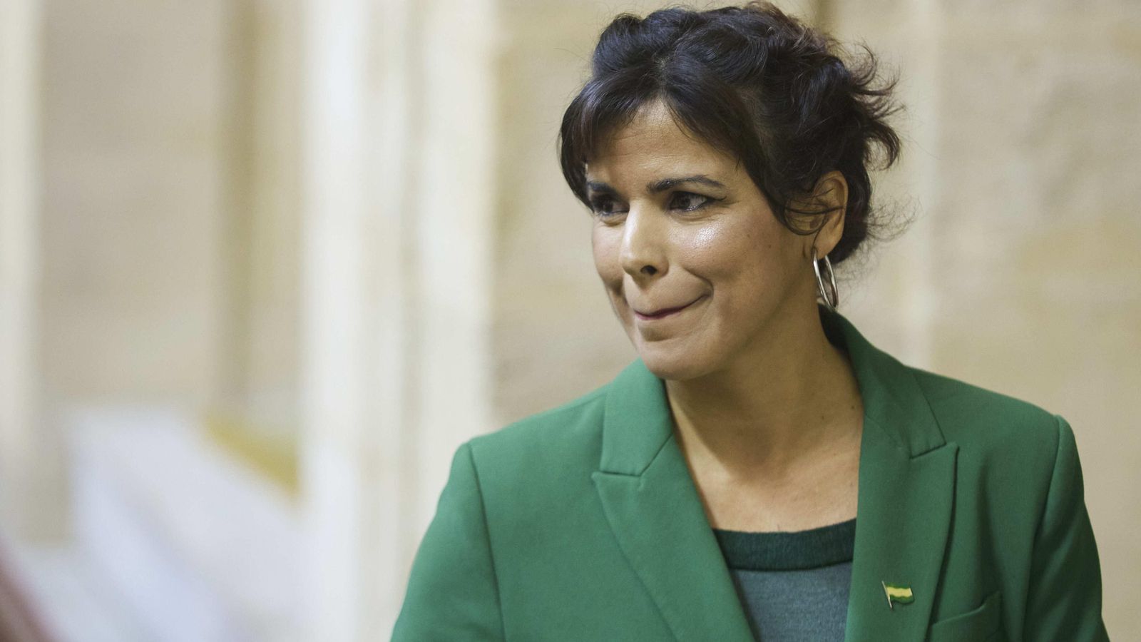 Teresa Rodríguez, emocionada en su última intervención en el Parlamento de Andalucía.