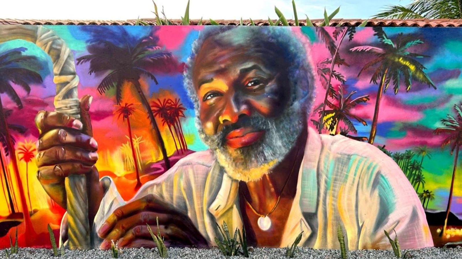 Mural de Fraggi, inspirado en Pai Damiao de Arcaju (Brasil)