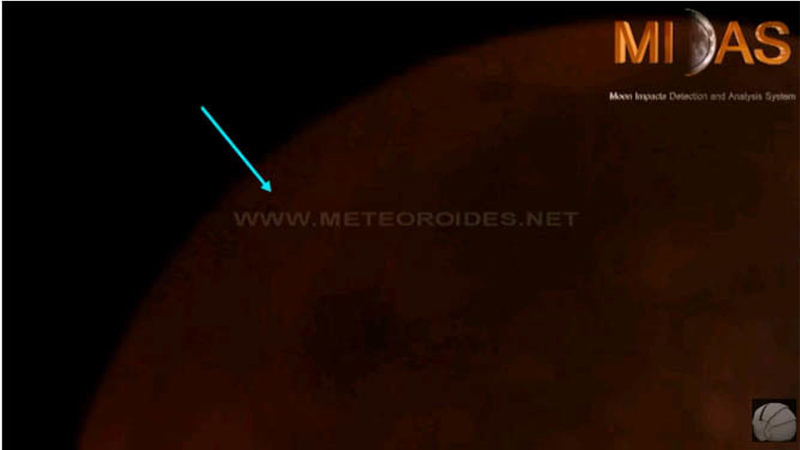 La zona en la que impactó la roca.