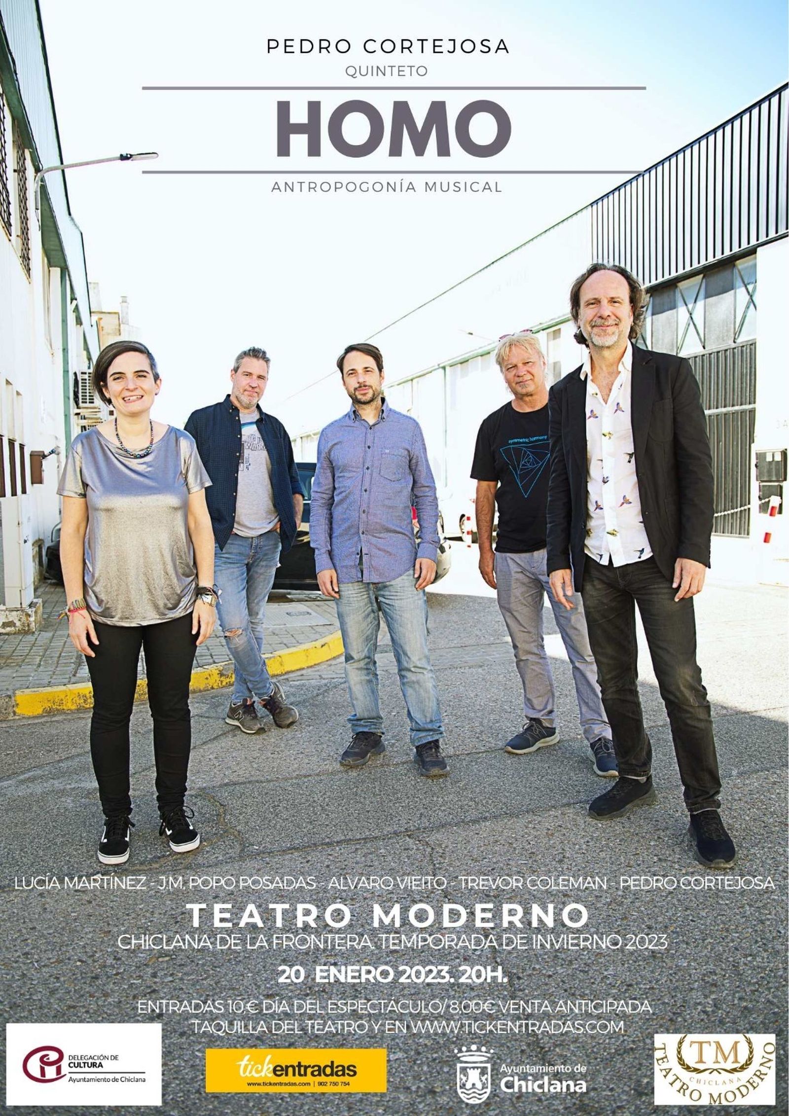 Pedro Cortejosa, acompañado de Lucía Martínez, J.M. Popo Posadas, Álvaro Vieito y Trevor Coleman.