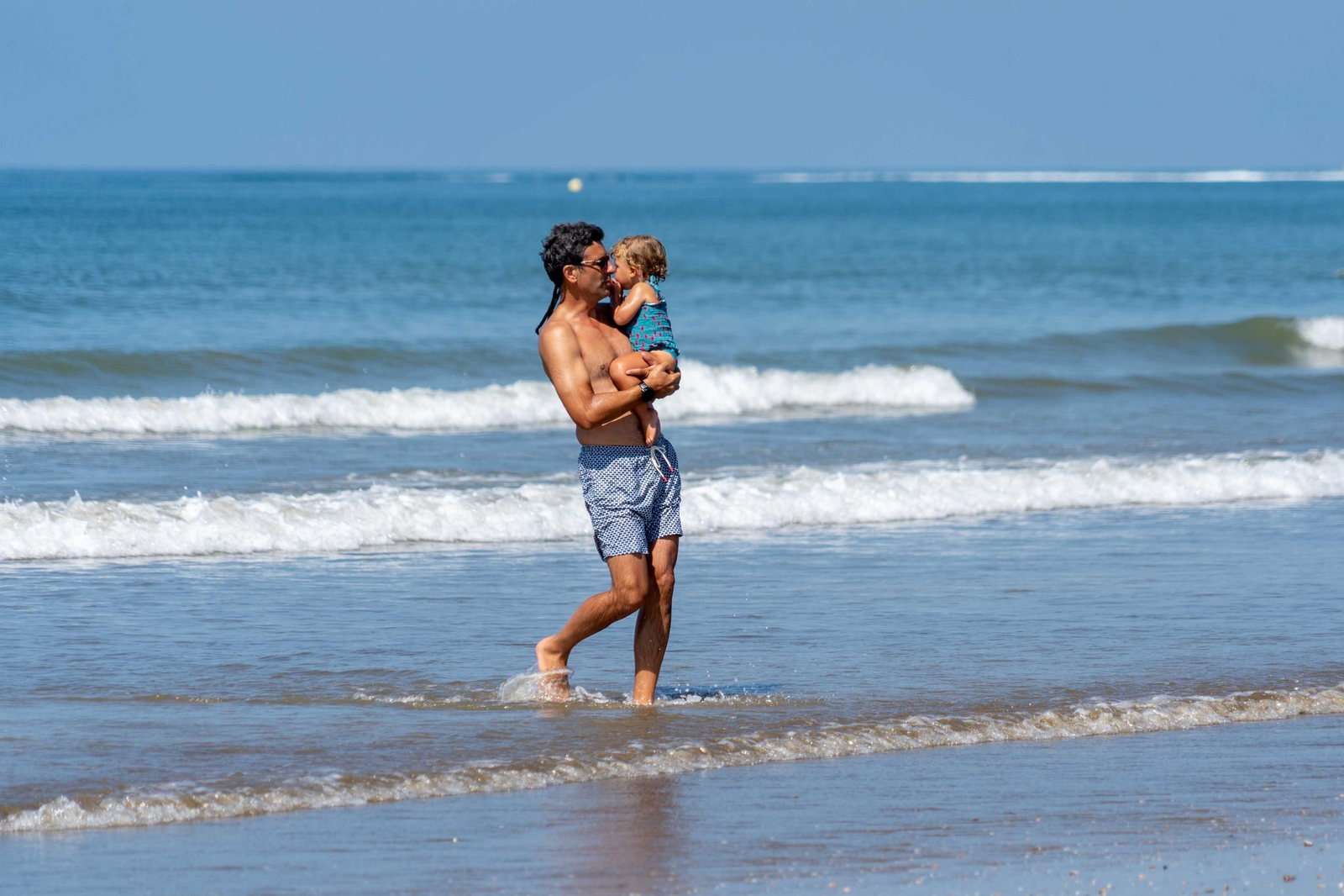 Ambiente de las playas de Punta Umbría la mañana del sábado 9 de agosto