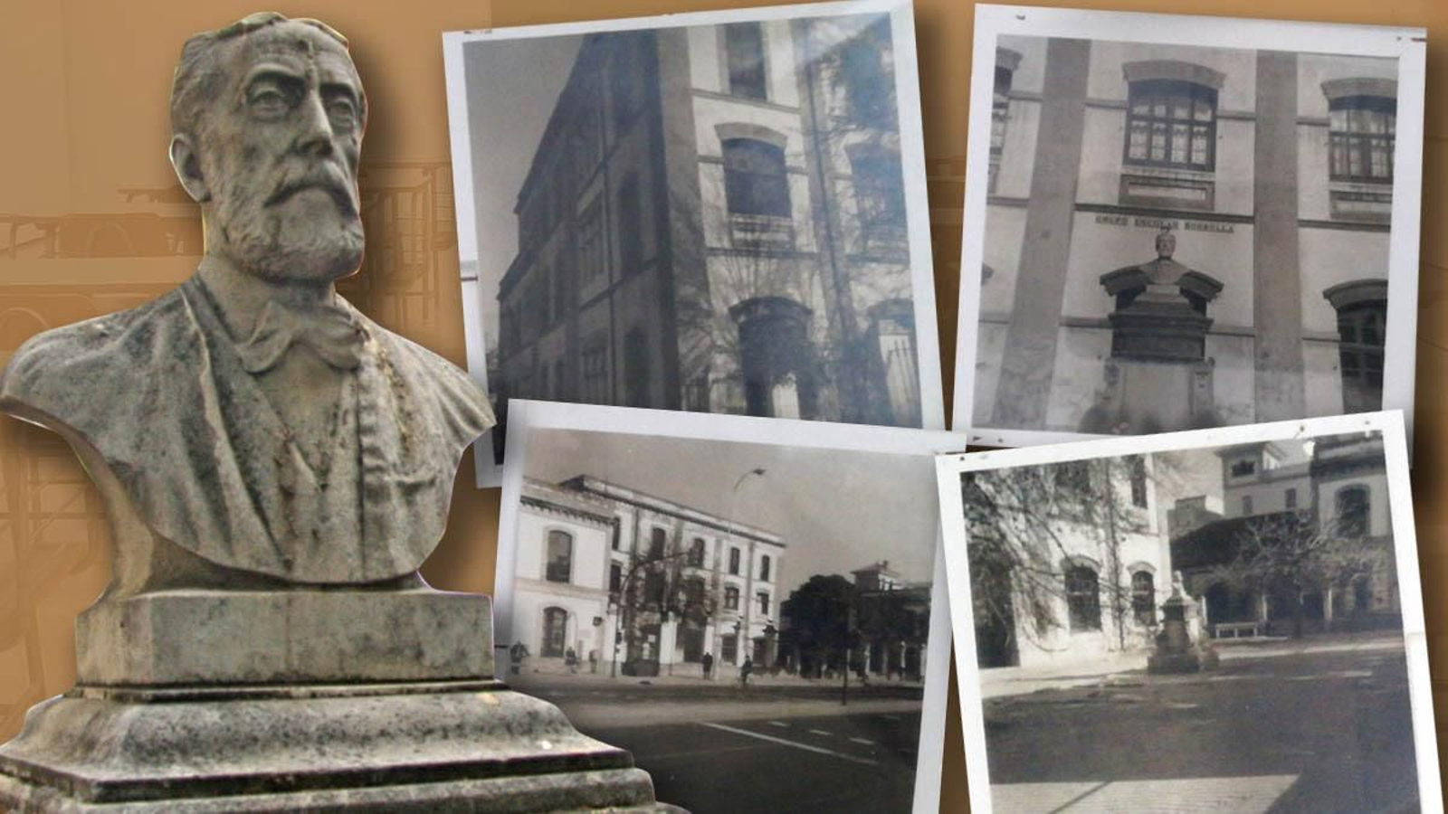 El busto de Pedro Rodríguez de la Borbolla y varias estampas antiguas del colegio.