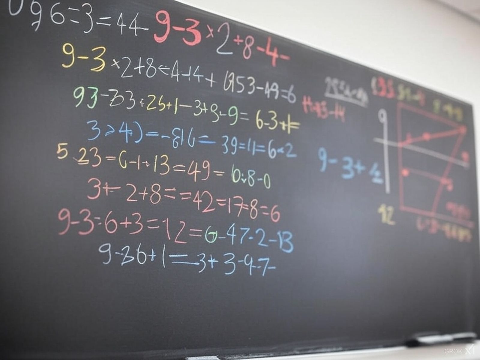 Operaciones matemáticas en una pizarra