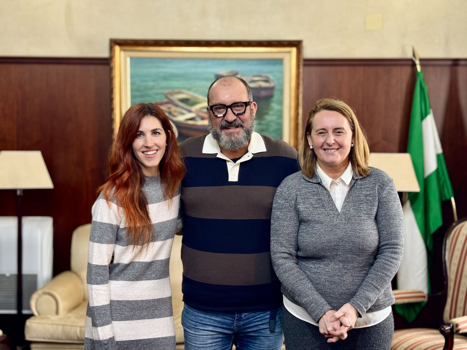 Nazaret Ramírez, Ramoni y Aurora Salvador, en la recepción oficial